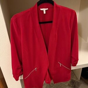 Maurices Red Blazer with Zipper Details